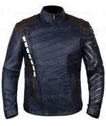 New Men's Avengers Infinity War Bucky Barnes Movi Blue Sheep Leather Jacket-512 - $229.99 - $269.99