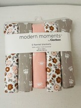 NEW~ Modern Moments by Gerber Baby &amp; Toddler Flannel Blankets, 5-Pack, 30”x30” - £15.81 GBP