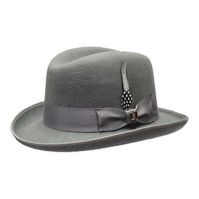Men Bruno Capelo Dress Formal Hat Australian Wool Homburg Godfather GF115 Gray