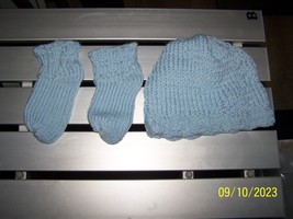 Handcrafted Knit Hat and Booties 6-12 months - £19.95 GBP