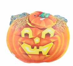 Halloween Decoration vtg wall sign 1960s anthropomorphic Dennison Pumpkin Jack O - £47.58 GBP