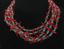 DTR JAY KING 925 Sterling Silver - Vintage Turquoise &amp; Coral Necklace - NE2995 - £185.15 GBP