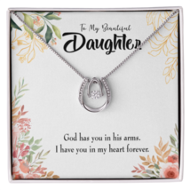 To My Daughter In my Heart Forever Lucky Horseshoe Necklace Message Card 14k w  - £41.71 GBP+