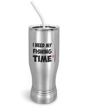 PixiDoodle Fishing Time Hobby Rod and Reel Fisherman Insulated Coffee Mug Tumble - £27.70 GBP+