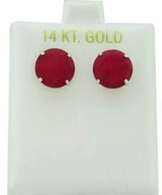 Genuine 10.36 Ctw Ruby Stud Earrings 14K White Gold -10mm - £178.60 GBP