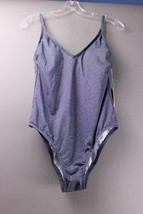 Kona Sol Womens One piece Swimsuit solid Gray Sparkle NWT  Size L 12-14 ... - $17.04