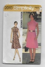 Vtg 1972 Uncut Simplicity Sewing Pattern 9910 Designer Dress Sz 14 Bust 36 Retro - $12.99