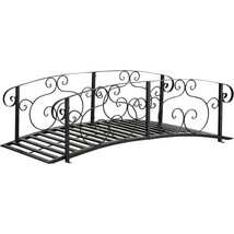 Outdoor Heavy Duty Black Metal Arch 7-ft Garden Bridge with Side-Rails - $6,630.72 MXN
