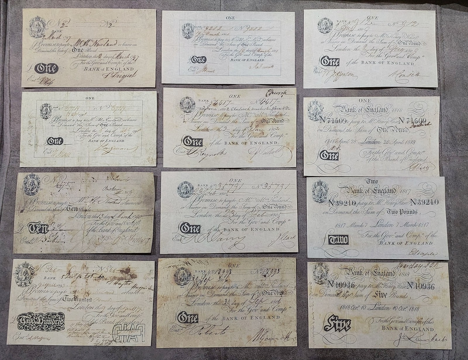 High quality COPIES with W/M Great Britain, England 1 - 200 Pound 1790-1... - $55.00