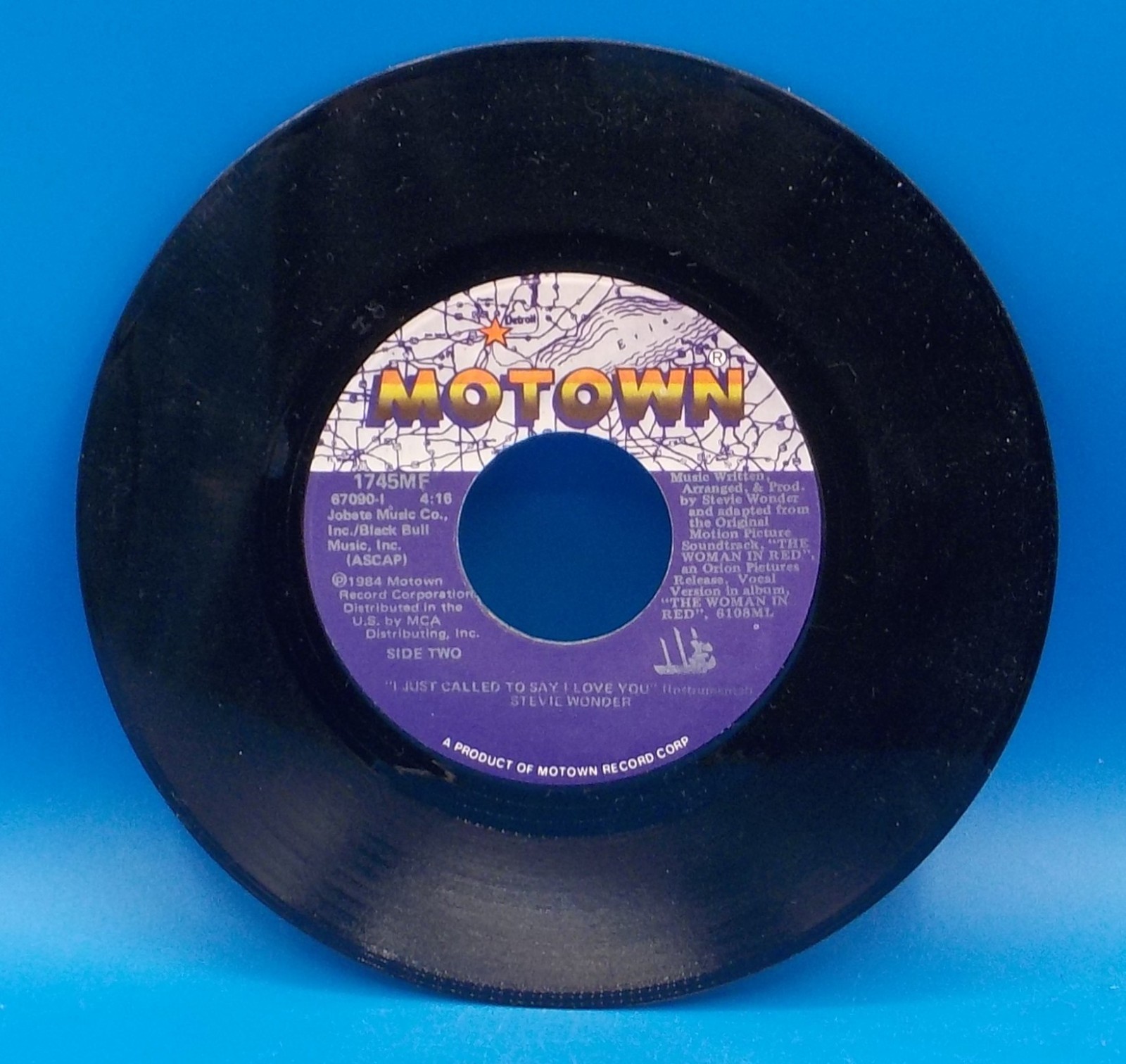 Stevie Wonder 45 I Just Called To Say I Love You / Same instrumental EX J12 Item image 2