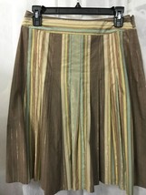 Talbots Women&#39;s Skirt Petites Brown Multi Striped Metallic Thread Full S... - $30.94