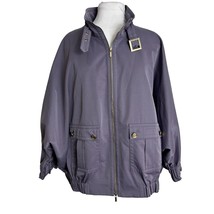 St John Womens Bomber Jacket Size Large Dolman Sleeves Purple Satin Zip ... - $28.71
