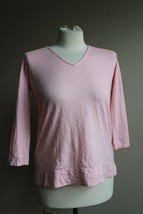J. Jill XS Pink V-Neck Drop Shoulder 3/4 Sleeve Pima Cotton Top - £17.46 GBP
