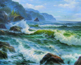 Giclee Oil Painting Decor Wave SeascapeWall HD - £6.85 GBP+