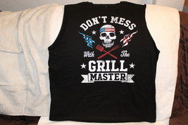 Skull American Flag Don&#39;t Mess With The Grill Master Barbecue Sleeveless T-SHIRT - £9.00 GBP