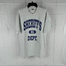 Vintage Fruit of the Loom Sheriff&#39;s Dept XL Gray T-Shirt Single Stitch L... - £23.97 GBP