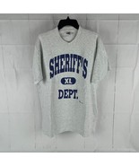 Vintage Fruit of the Loom Sheriff&#39;s Dept XL Gray T-Shirt Single Stitch L... - £23.58 GBP