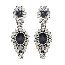 Amrita Singh Imperial Crystal LARGE Gunmetal Statement Earrings ERC 5530... - $24.26