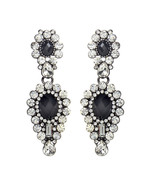 Amrita Singh Imperial Crystal LARGE Gunmetal Statement Earrings ERC 5530... - $24.26