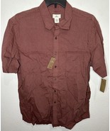 Dockers Checkered Striped Red Short Sleeve Button Up Cotton Casual Shirt... - $22.27