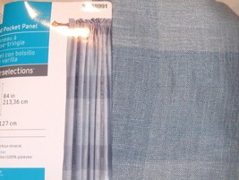Style Selections Blue Curtain Drape Kenna Mineral Check Panel 50&quot; x 84L ... - $28.70