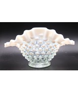 Vintage White Opalescent Hobnail Fancy Ruffled Crimped Edge Dish 7” Optical - $40.00