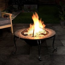 Dark Gray Artemis Fire Pit With Screen Lid, Wood Burning Fire Pit For Ga... - £274.14 GBP
