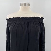 Hippie Rose Womens Black Boho Off-The-Shoulder T-Shirt Blouse Size Mediu... - £12.59 GBP