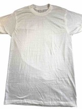 Vintage Kmart Men&#39;s Large Single Stitch T-shirt Plain White Tee Crew Nec... - $19.69