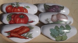 Ceramic Cabinet Drawer Pull Vegetables (6) Tomato carrot onion eggplant - £38.81 GBP