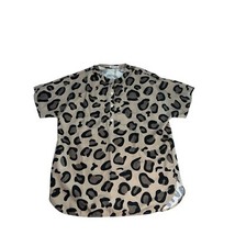 Misslook Leopard Print Button Down Short Sleeve Tunic Top Shirt XXL - $12.99