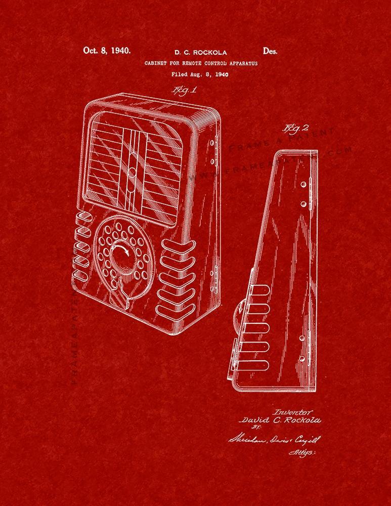 Cabinet For Remote Control Apparatus Patent Print - Burgundy Red