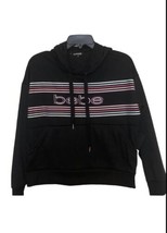 Bebe Sport Pullover Hoodie Sz  large Sweatshirt Black w Stripe Logo( NWT) - $31.68