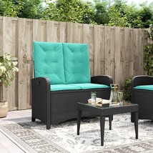 vidaXL Reclining Patio Bench with Cushions Black Poly Rattan - $233.79