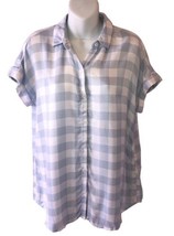 Beachlunchlounge Collection Sleeveless Shirt Blue White Plaid Size XS Ov... - £17.47 GBP