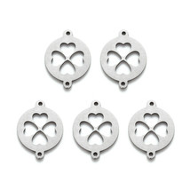 10 Shamrock Charms 4 Leaf Clover Connector Links Stainless Steel Good Luck - £3.18 GBP