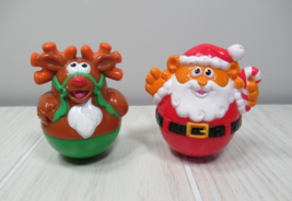 Playskool Weebles lot 2 Christmas Santa Red nosed Reindeer - $12.86