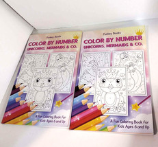 LOt 2 pcs Color by Number - Unicorns, Mermaids &amp; Co.: A Fun PAPERBACK - £7.38 GBP
