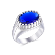 men silver ring sterling silver 925 ring with london blue topaz solid si... - $81.72