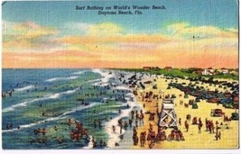 Florida Postcard Daytona Beach Surf Bathing World&#39;s Wonder Beach - £1.73 GBP