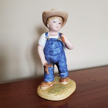 Vintage Boy Figurine, 1980s Porcelain Homco Denim Days children figurines Danny image 2