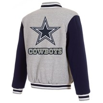 NFL Dallas Cowboys Reversible Full Snap Fleece Jacket JHD Embroidered Logos - £107.93 GBP