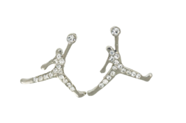 Michael Jordan Jumpman Logo Silver CZ Stud Earrings In Gift Box - $7.95
