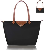 Women Tote Bag,Stylish Waterproof Nylon Ladies Shoulder Bag,Folding (Black) - £21.98 GBP