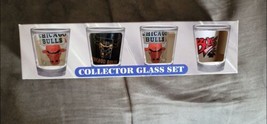 Chicago Bulls Set Of 4 Collector Vtg Shot Glasses - £15.97 GBP