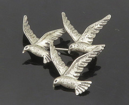 BEAU 925 Sterling Silver  - Vintage Flying Birds Motif Brooch Pin - BP6617 - £25.78 GBP