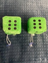 2 Plush Green Hanging Dice with Window Suction Cup 2.5&quot; *NEW* - $149.08 MXN
