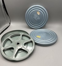 Film Canister and Reel  3  Blue Cases Super 8mm 7&quot; Diameter Arts Crafts 1960s - £17.93 GBP