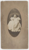 Antique c1900s Large ID&#39;d Cabinet Card Adorable Baby Named Anna Abele Peoria, IL - £7.43 GBP
