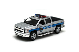 5&quot; 2014 Silverado Police or Fire Truck Silver Diecast Pull Back Action! - $11.98